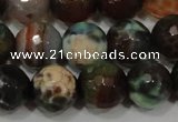 CAG4653 15.5 inches 8mm faceted round fire crackle agate beads