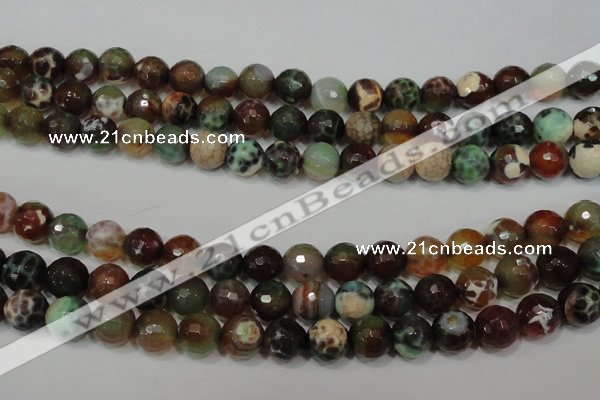 CAG4653 15.5 inches 8mm faceted round fire crackle agate beads