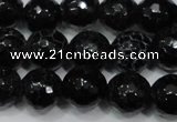 CAG4658 15.5 inches 8mm faceted round fire crackle agate beads