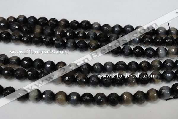 CAG4659 15.5 inches 8mm faceted round fire crackle agate beads