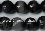 CAG4661 15.5 inches 10mm faceted round fire crackle agate beads