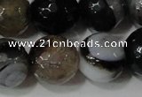 CAG4662 15.5 inches 10mm faceted round fire crackle agate beads