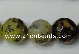 CAG4663 15.5 inches 10mm faceted round fire crackle agate beads