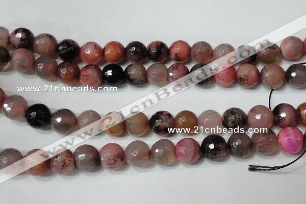 CAG4665 15.5 inches 10mm faceted round fire crackle agate beads