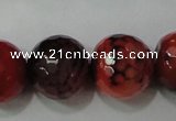 CAG4668 15.5 inches 10mm faceted round fire crackle agate beads