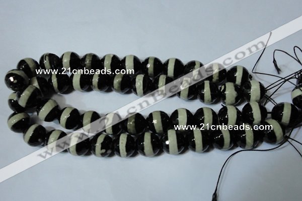 CAG4671 15.5 inches 16mm faceted round tibetan agate beads wholesale