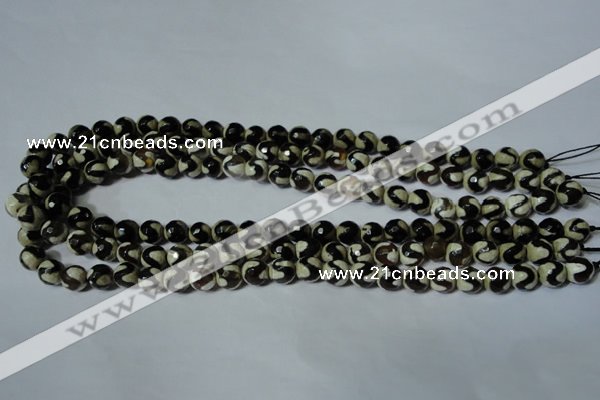 CAG4673 15.5 inches 8mm faceted round tibetan agate beads wholesale