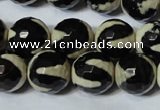 CAG4675 15.5 inches 14mm faceted round tibetan agate beads wholesale