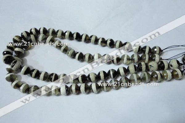 CAG4677 15.5 inches 10mm faceted round tibetan agate beads wholesale