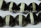 CAG4679 15.5 inches 14mm faceted round tibetan agate beads wholesale