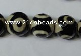 CAG4682 15.5 inches 14mm faceted round tibetan agate beads wholesale