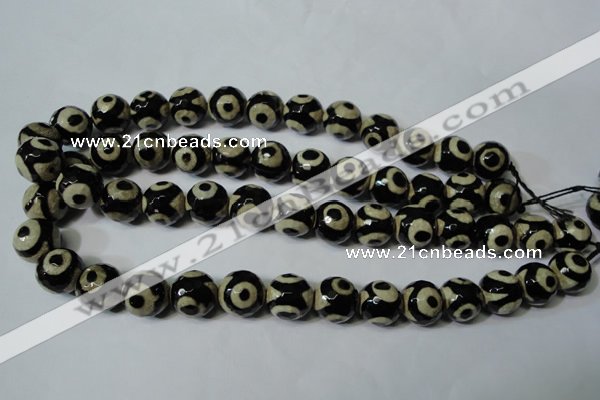 CAG4682 15.5 inches 14mm faceted round tibetan agate beads wholesale