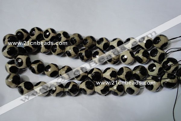 CAG4684 15.5 inches 16mm faceted round tibetan agate beads wholesale