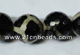 CAG4685 15.5 inches 18mm faceted round tibetan agate beads wholesale