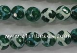 CAG4691 15.5 inches 10mm faceted round tibetan agate beads wholesale