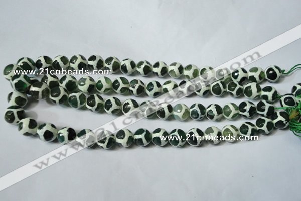 CAG4692 15.5 inches 12mm faceted round tibetan agate beads wholesale