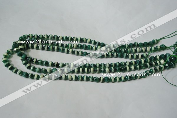 CAG4694 15.5 inches 6mm faceted round tibetan agate beads wholesale