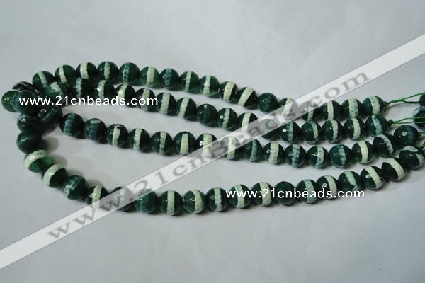 CAG4696 15.5 inches 10mm faceted round tibetan agate beads wholesale