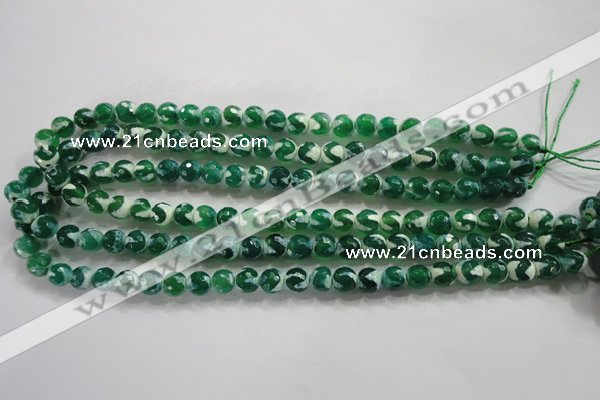 CAG4698 15.5 inches 8mm faceted round tibetan agate beads wholesale