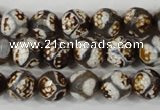 CAG4708 15 inches 10mm faceted round tibetan agate beads wholesale