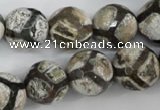 CAG4711 15 inches 16mm faceted round tibetan agate beads wholesale