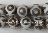 CAG4716 15 inches 14mm faceted round tibetan agate beads wholesale