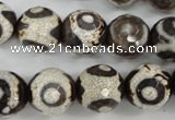 CAG4717 15 inches 16mm faceted round tibetan agate beads wholesale