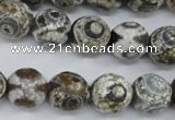 CAG4720 15 inches 14mm faceted round tibetan agate beads wholesale