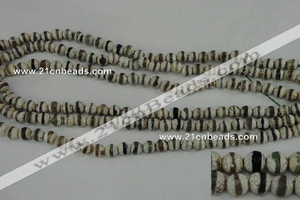 CAG4721 15 inches 6mm faceted round tibetan agate beads wholesale