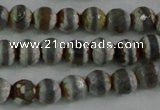 CAG4722 15 inches 6mm faceted round tibetan agate beads wholesale