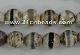 CAG4723 15 inches 8mm faceted round tibetan agate beads wholesale