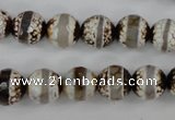 CAG4724 15 inches 10mm faceted round tibetan agate beads wholesale