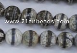 CAG4725 15 inches 12mm faceted round tibetan agate beads wholesale