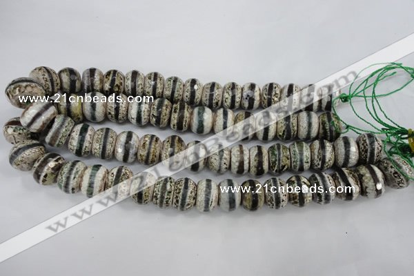 CAG4728 15 inches 12*16mm faceted rondelle tibetan agate beads wholesale