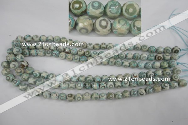 CAG4730 15 inches 8mm faceted round tibetan agate beads wholesale