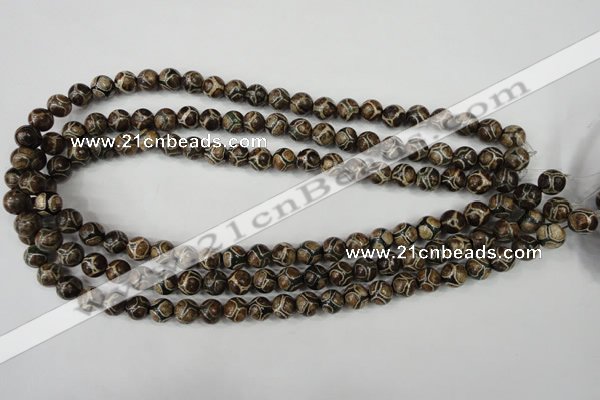 CAG4735 15 inches 8mm round tibetan agate beads wholesale