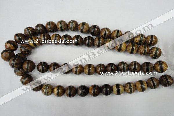 CAG4744 15 inches 14mm round tibetan agate beads wholesale