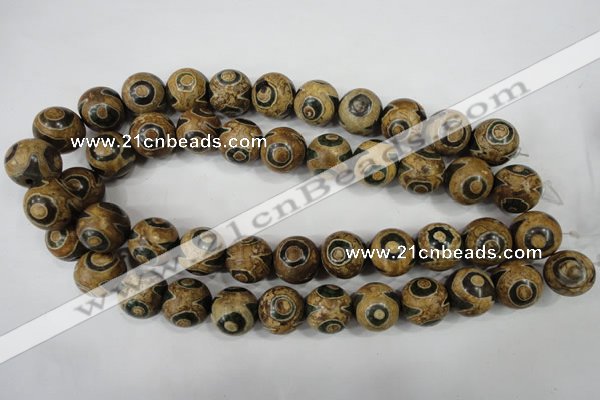 CAG4750 15 inches 16mm round tibetan agate beads wholesale