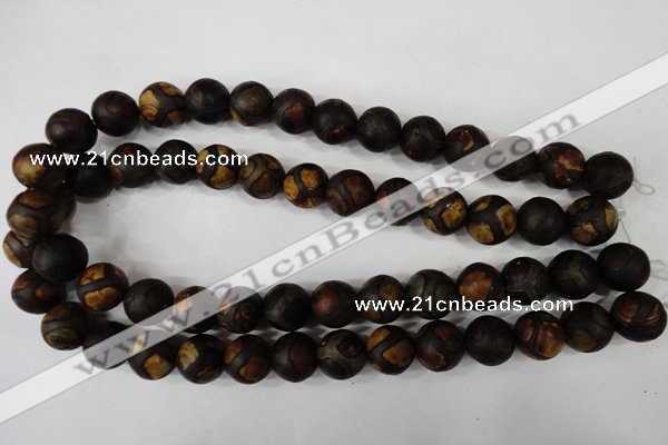 CAG4767 15 inches 14mm round tibetan agate beads wholesale