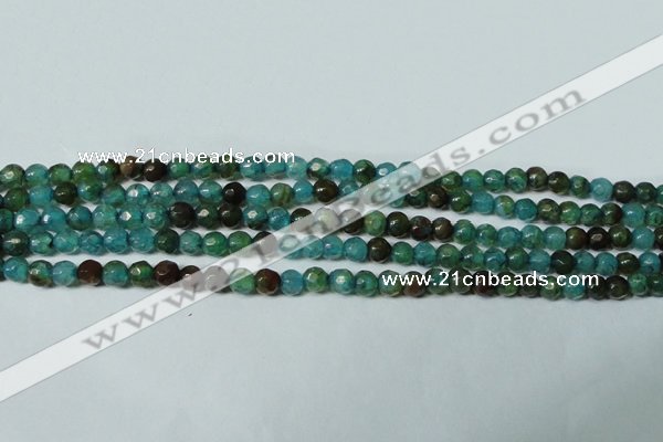 CAG4785 15.5 inches 4mm faceted round fire crackle agate beads