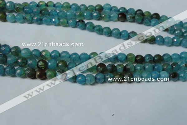 CAG4786 15.5 inches 6mm faceted round fire crackle agate beads