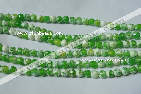 CAG4790 15.5 inches 6mm faceted round fire crackle agate beads