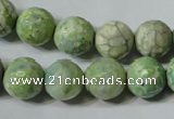 CAG4792 15.5 inches 12mm faceted round fire crackle agate beads