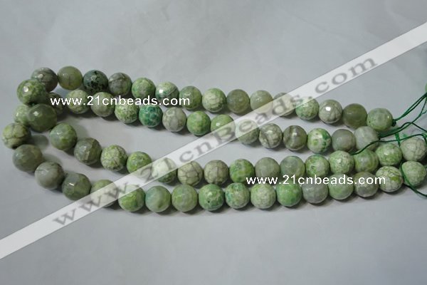 CAG4792 15.5 inches 12mm faceted round fire crackle agate beads