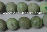 CAG4793 15.5 inches 14mm faceted round fire crackle agate beads