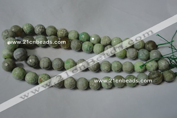 CAG4793 15.5 inches 14mm faceted round fire crackle agate beads