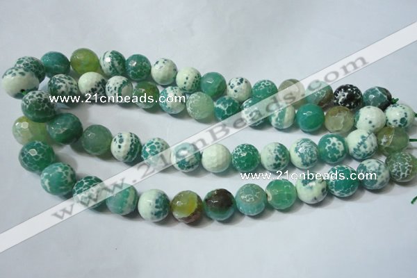 CAG4795 15.5 inches 14mm faceted round fire crackle agate beads