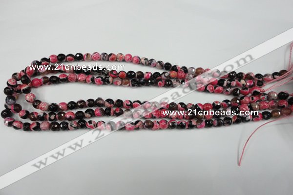 CAG4801 15 inches 6mm faceted round fire crackle agate beads