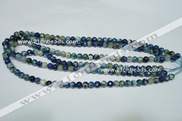 CAG4805 15 inches 6mm faceted round fire crackle agate beads