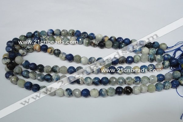 CAG4806 15 inches 8mm faceted round fire crackle agate beads